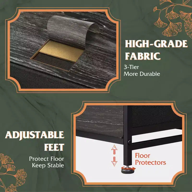 Commode de rangement à 9 tiroirs en tissu pour chambre à coucher, couloir, placard avec bacs en tissu, cadre en acier, dessus en bois, poignée facile à tirer