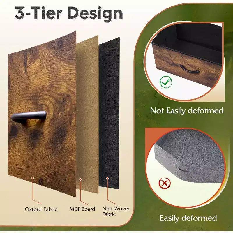 Dresser 9-Drawer Fabric Storage Tower Chest for Bedroom, Hallway, Closet with Fabric Bins, Steel Frame, Wood Top, Easy Pull Handle