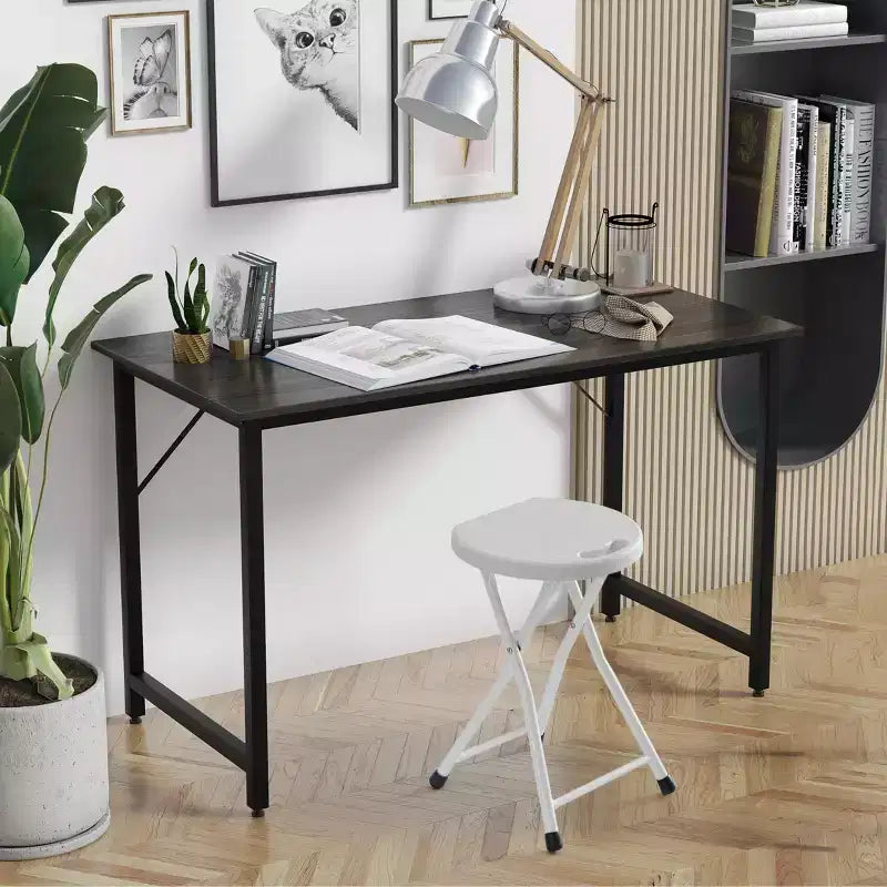 18-inch Portable Folding Stool with Handle Compact Chair with Non-Slip Feet and Metal Frame Legs for Indoor & Outdoor Use