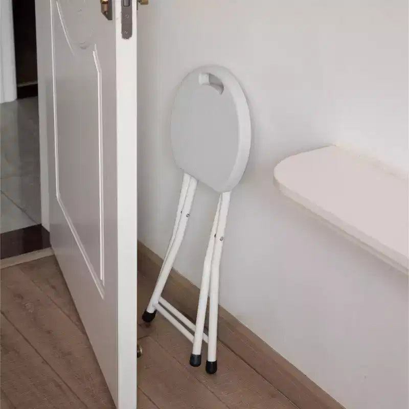 18-inch Portable Folding Stool with Handle Compact Chair with Non-Slip Feet and Metal Frame Legs for Indoor & Outdoor Use