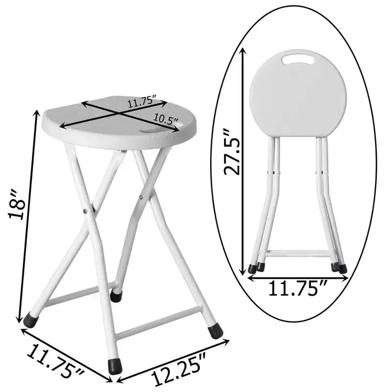 18-inch Portable Folding Stool with Handle Compact Chair with Non-Slip Feet and Metal Frame Legs for Indoor & Outdoor Use