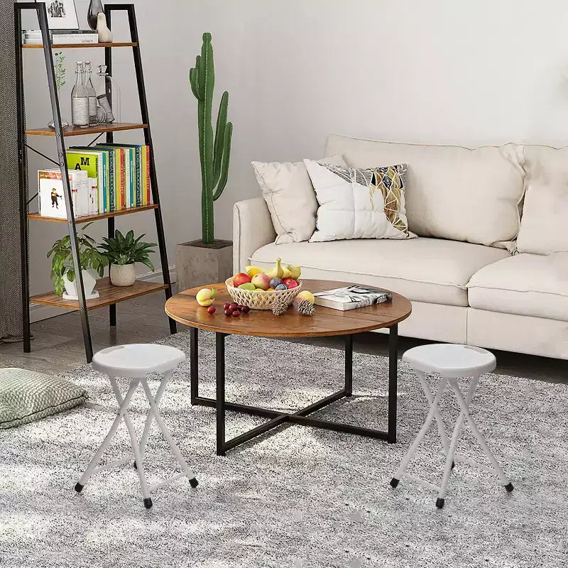 18-inch Portable Folding Stool with Handle Compact Chair with Non-Slip Feet and Metal Frame Legs for Indoor & Outdoor Use