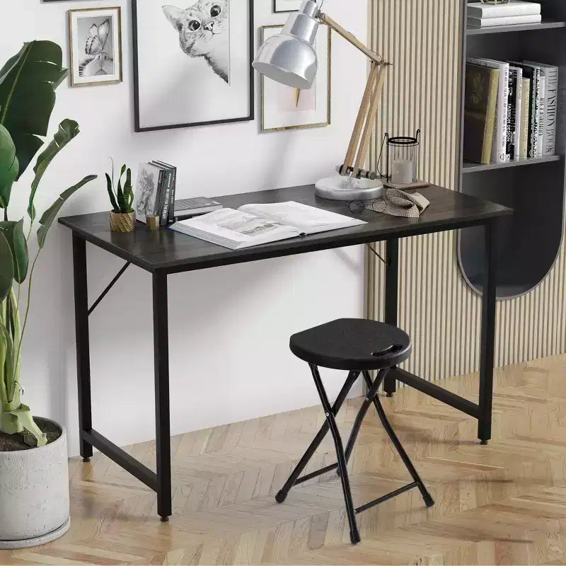 18-inch Portable Folding Stool with Handle Compact Chair with Non-Slip Feet and Metal Frame Legs for Indoor & Outdoor Use