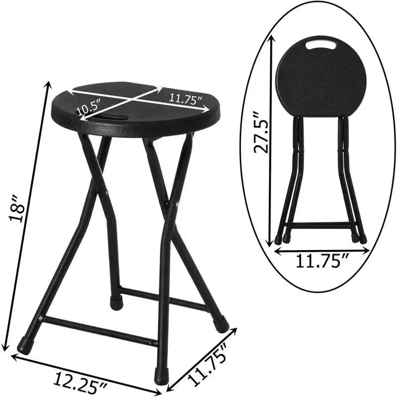 18-inch Portable Folding Stool with Handle Compact Chair with Non-Slip Feet and Metal Frame Legs for Indoor & Outdoor Use