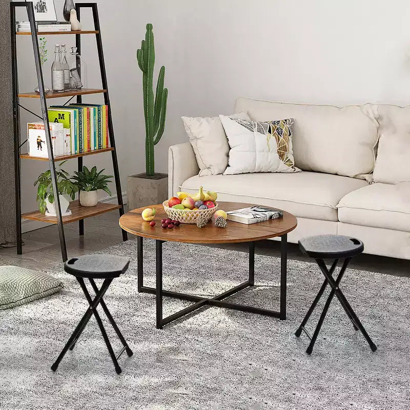 18-inch Portable Folding Stool with Handle Compact Chair with Non-Slip Feet and Metal Frame Legs for Indoor & Outdoor Use