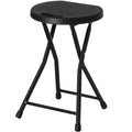Basicwise 18-inch Portable Folding Stool with Handle Compact Chair with Non-Slip Feet and Metal Frame Legs for Indoor & Outdoor Use