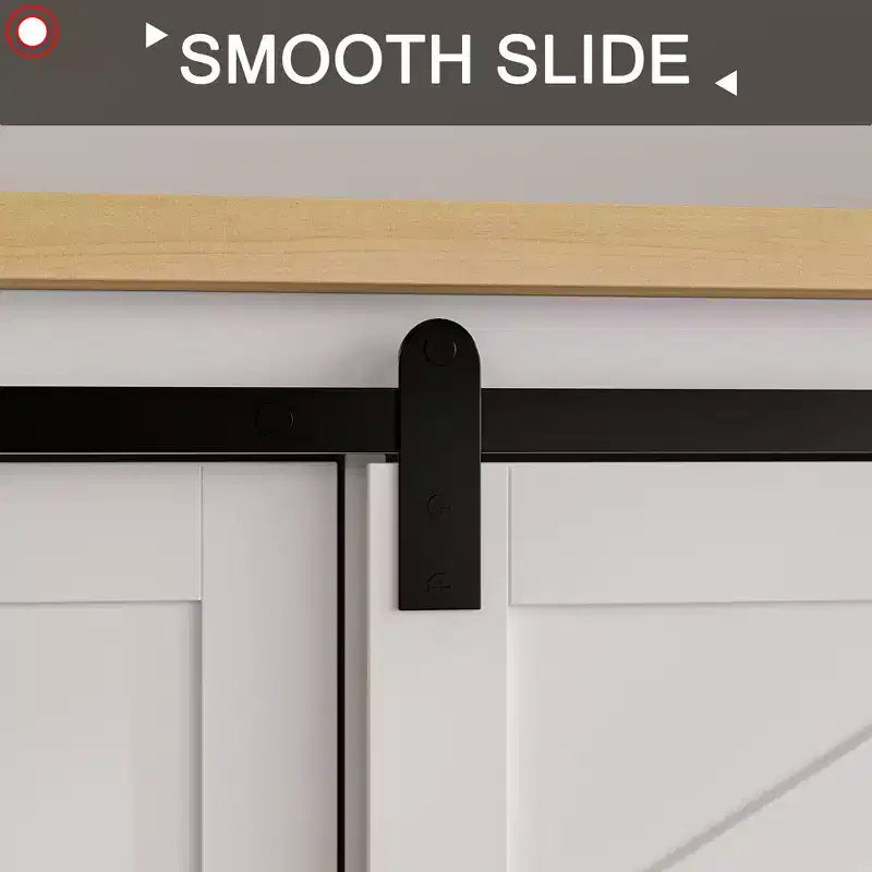 Meuble TV de style ferme moderne avec portes coulissantes à motif de croix et grand espace de rangement – Idéal pour l'organisation et la décoration du salon