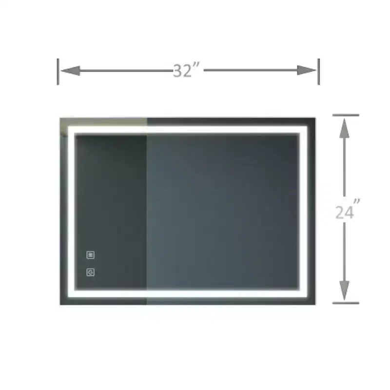 32x24inch Bathroom Led Classy Vanity Mirror with focused backplane,High Lumen,Dimmable Touch,Wall Switch Control