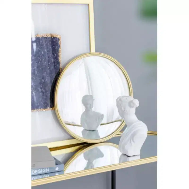 D15 Gold Round Mirror, Circle Mirror with Iron Frame for Living Room Bedroom Vanity Entryway Hallway