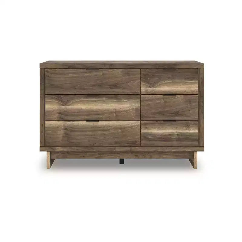 by Modern 6-Drawer Dresser - Mid-Century Style Storage Chest - Brown Walnut Finish