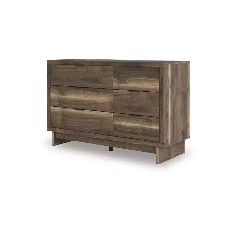 by Commode 6 tiroirs moderne - Meuble de rangement de style Mid-Century - Finition noyer brun