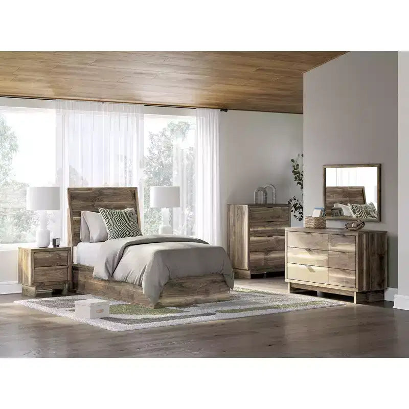 by Commode 6 tiroirs moderne - Meuble de rangement de style Mid-Century - Finition noyer brun