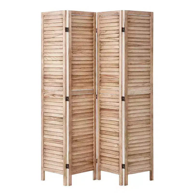 VEVOR Wood Room Divider, 4 Panel Wood Folding Privacy Screen, 66.9 Inches Tall Indoor Louvered Wooden Partition, Portable Decoration Screen