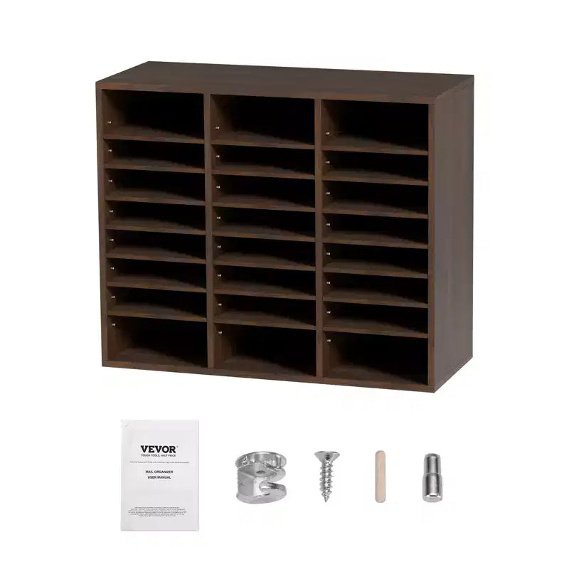 VEVOR Literature Organizers, 24 Compartments Office Mailbox with Adjustable Shelves, Wood Literature Sorter 29x12x24.4 inches,EPA Certified