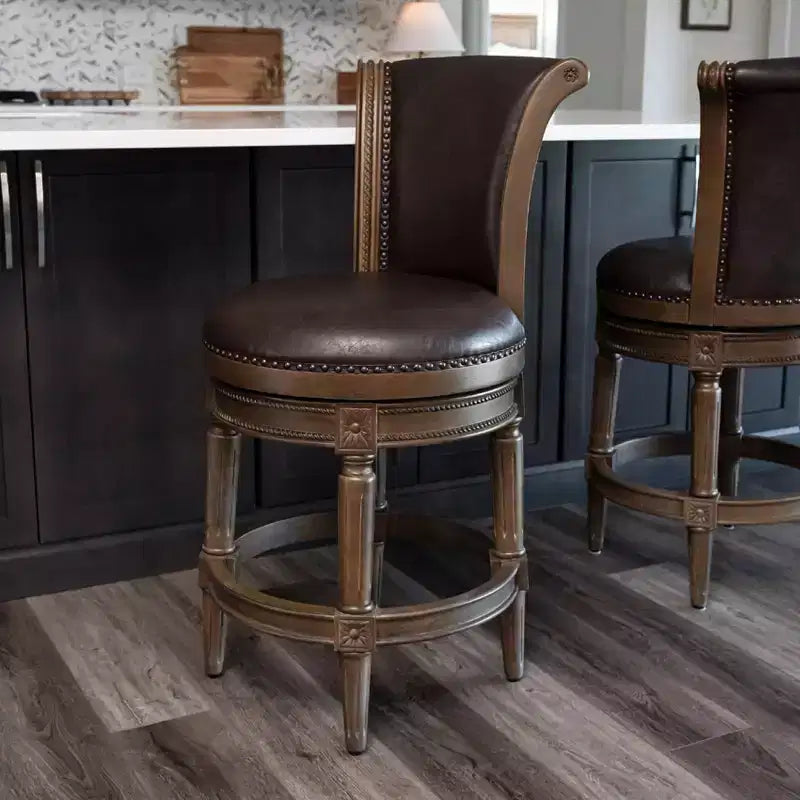 Tabourets de bar pivotants hauteur comptoir en similicuir