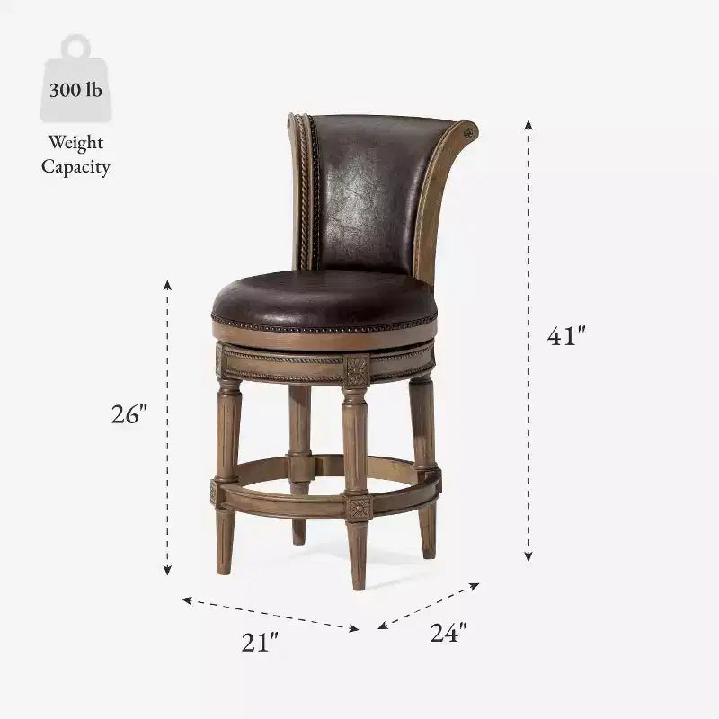 Swivel Counter Height Bar Stools with Faux Leather