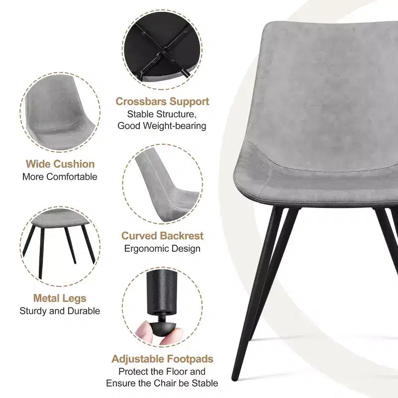 Lot de 4 chaises de salle à manger style urbain avec pieds en métal pour cuisine, salle à manger, salon, bureau