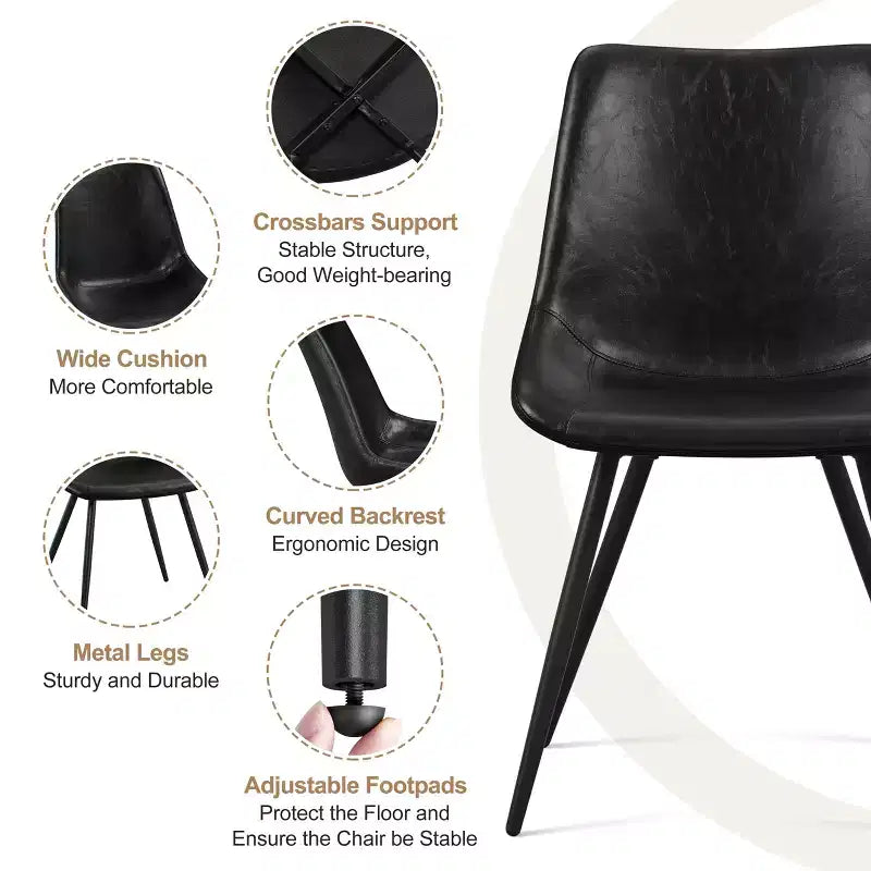 Set of 4 Urban Style Dining Chairs with Metal Legs for Kitchen Dining Room Living Room Office
