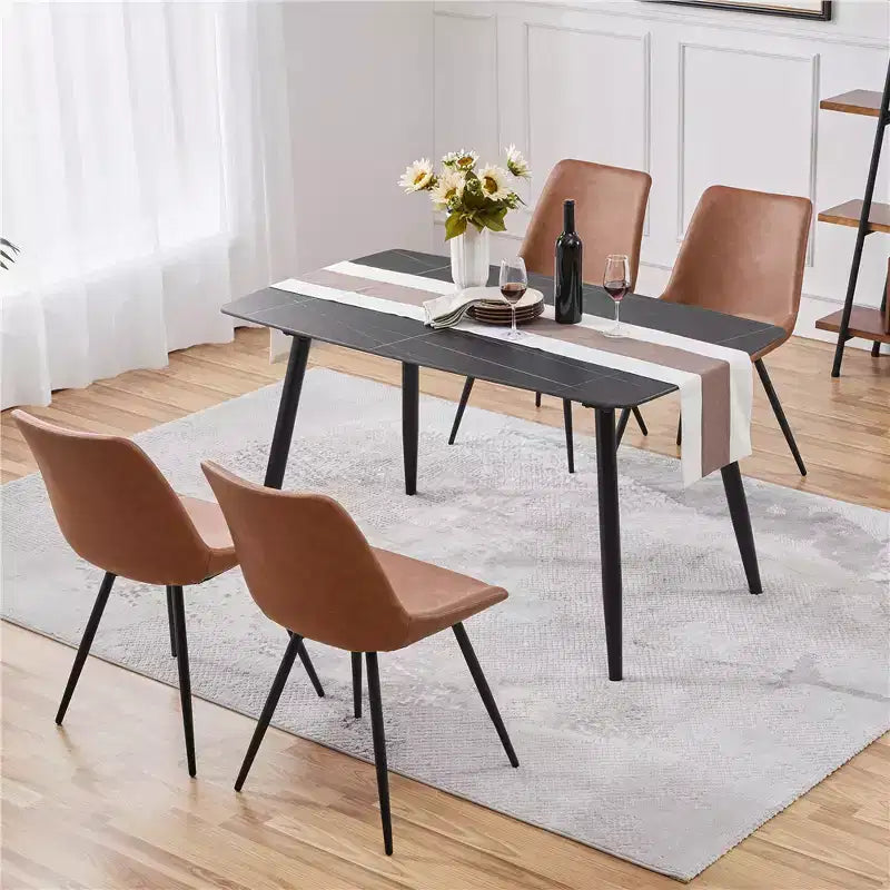 Lot de 4 chaises de salle à manger style urbain avec pieds en métal pour cuisine, salle à manger, salon, bureau