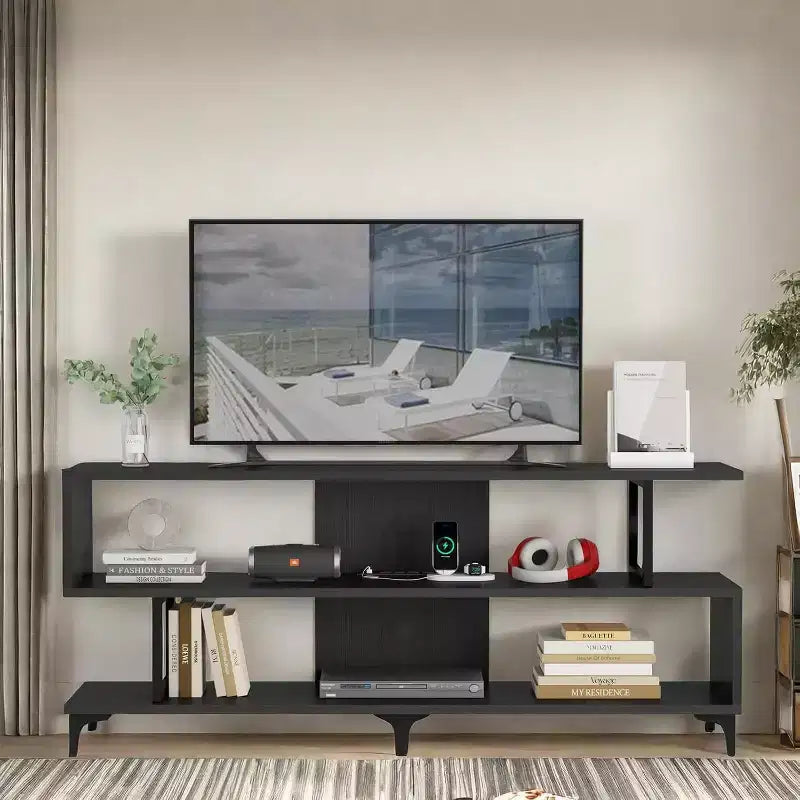 TV Stand for TVs up to 65 Inch, Entertainment Center with Power Outlet, TV and Media Consol