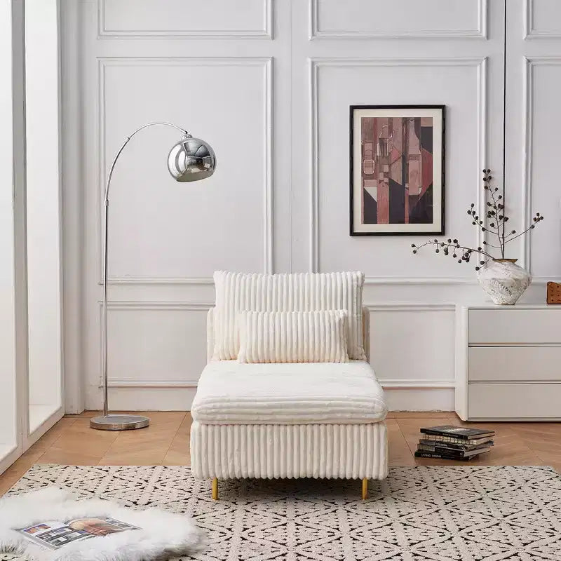 Corduroy Armchair with Ottoman, Space-Saving Convertible Sofa Chair for Dorms/Apartments