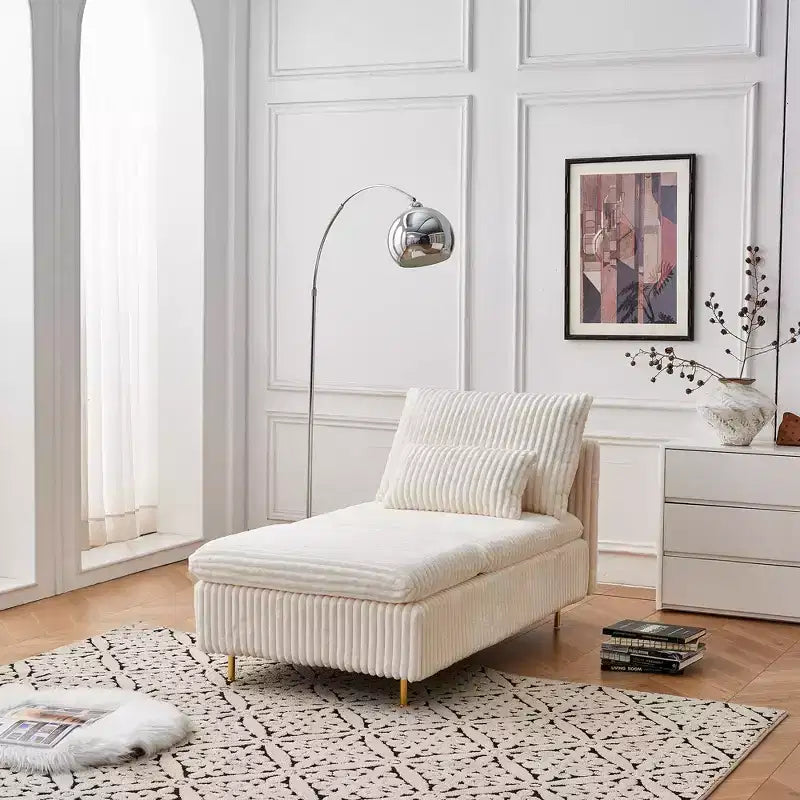 Corduroy Armchair with Ottoman, Space-Saving Convertible Sofa Chair for Dorms/Apartments