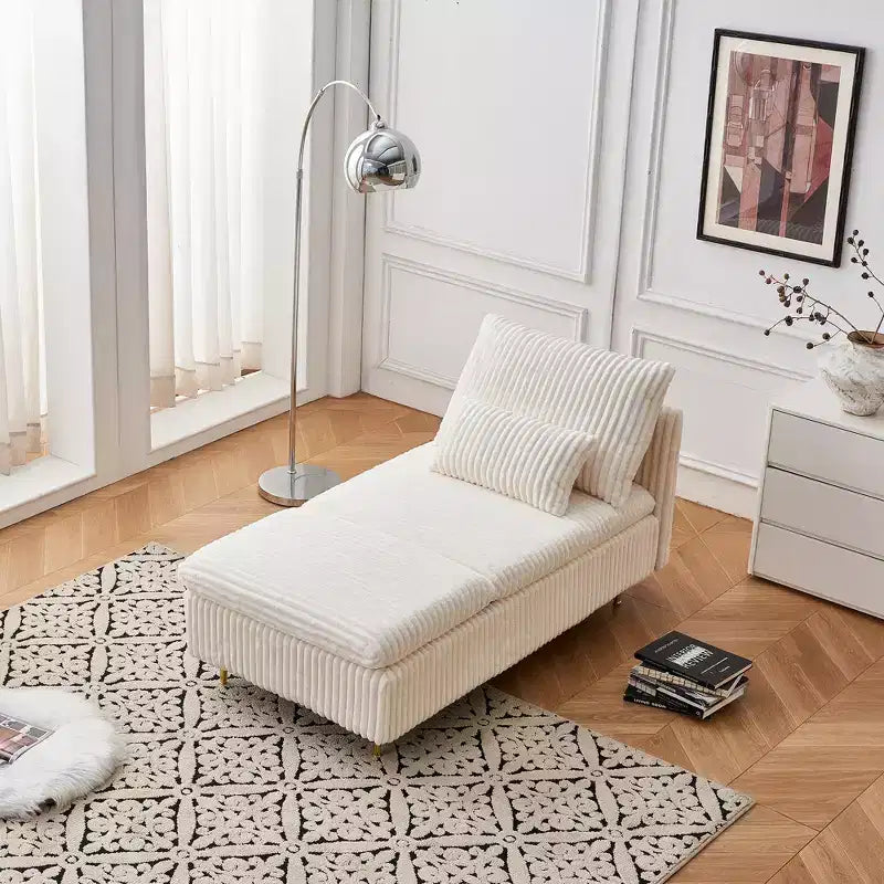 Corduroy Armchair with Ottoman, Space-Saving Convertible Sofa Chair for Dorms/Apartments