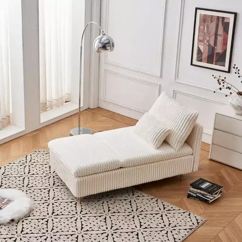 Corduroy Armchair with Ottoman, Space-Saving Convertible Sofa Chair for Dorms/Apartments