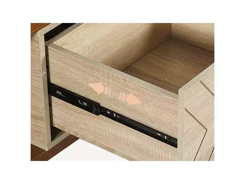 V-Shaped Pattern Coffee Table Walnut Oak Veneers Brass Accents Modern Living Room Furnitures