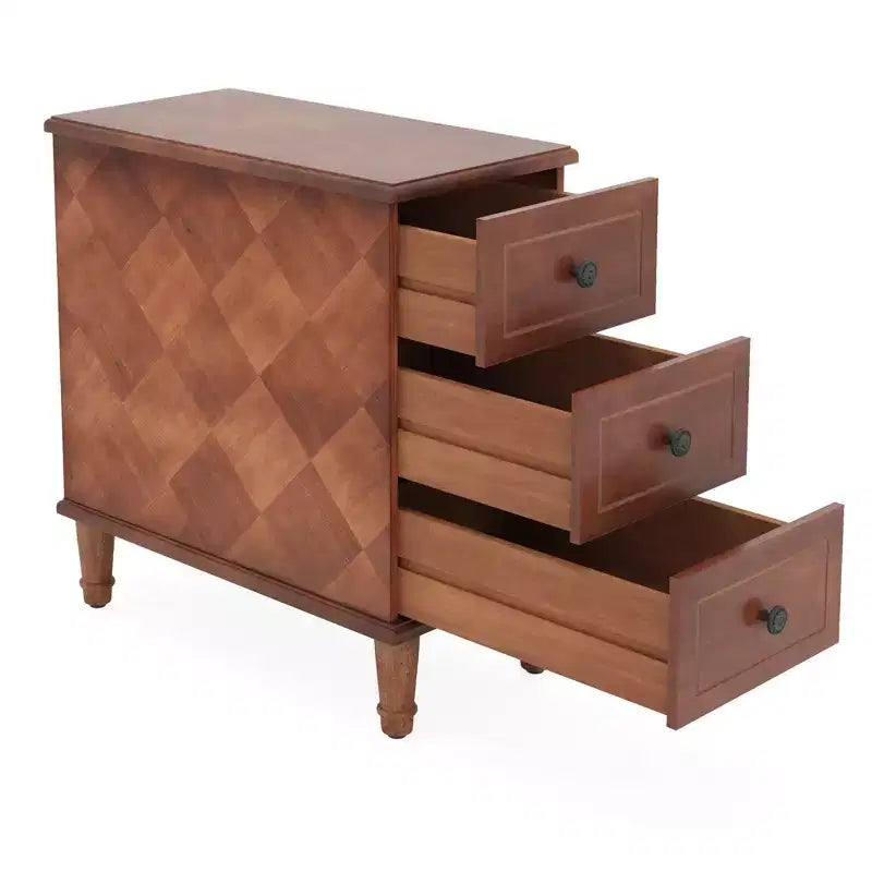 Narrow 3-Drawer Side Table Solid Wood Construction Fully Assembled Home Use
