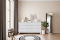 6 Drawers Dresser with Faux Marble Top, Sturdy Storage Cabinet with Anti-Tip Design