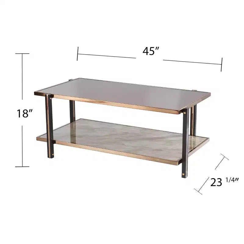 Table basse avec plateau miroir - Champagne