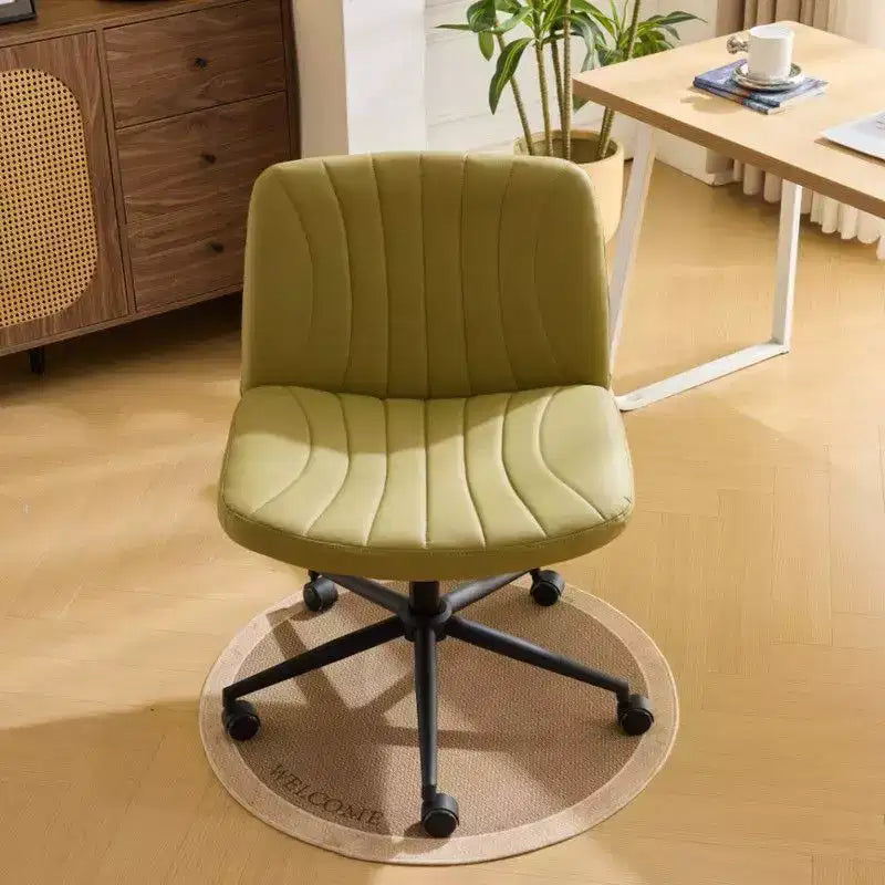 |Avocado Green Cat Claw Leather Adjustable Height Swivel Office Chair