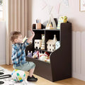 Bookcase and Toy Storage Cabinet, 3-Tier Shelf with Cubby Organizer for Toys, for Playroom, Bedroom and Hallway, Brown