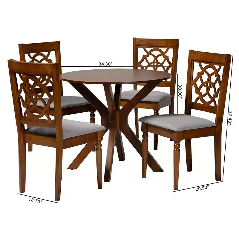 Ensemble de salle à manger 5 pièces moderne en bois gris et noyer