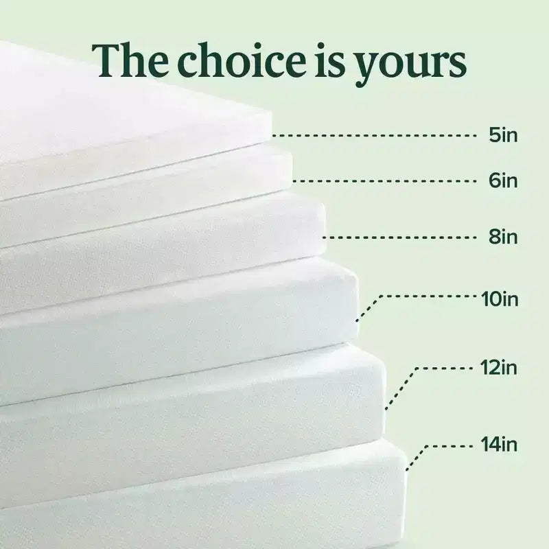 14 Inch Queen Green Tea Memory Foam Mattress, Medium Firm Feel, Zoned Pressure Relief, Certified Safe Foams & Fabric, Mattress in A Box