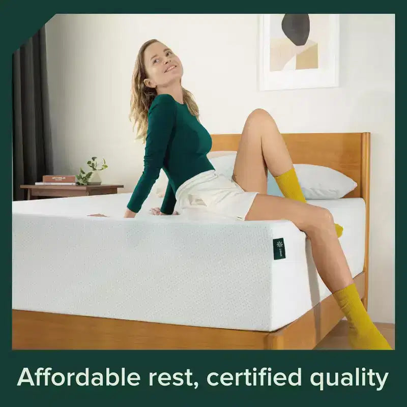 14 Inch Queen Green Tea Memory Foam Mattress, Medium Firm Feel, Zoned Pressure Relief, Certified Safe Foams & Fabric, Mattress in A Box
