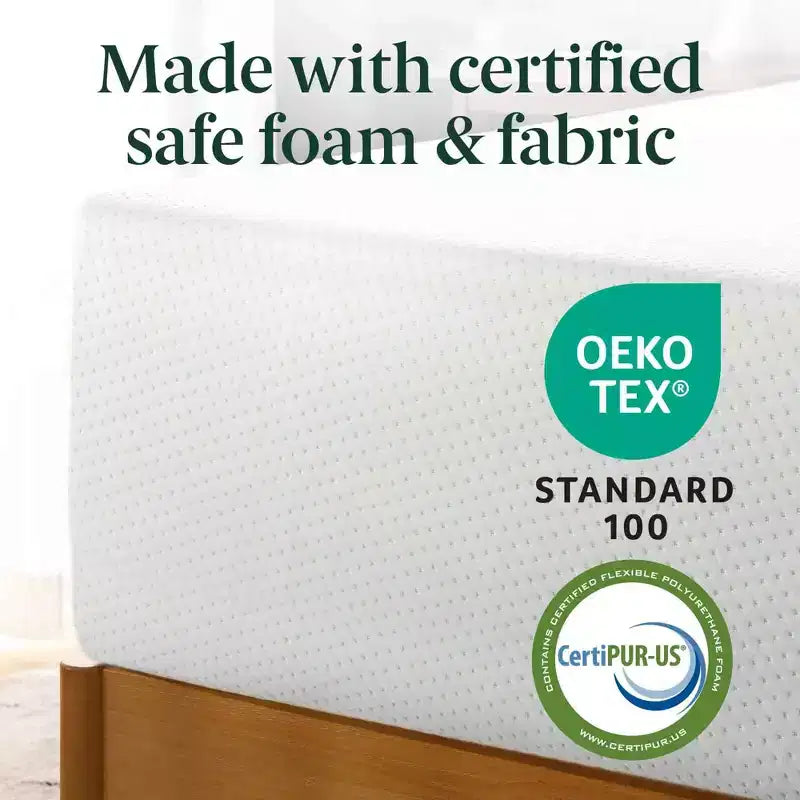 14 Inch Queen Green Tea Memory Foam Mattress, Medium Firm Feel, Zoned Pressure Relief, Certified Safe Foams & Fabric, Mattress in A Box
