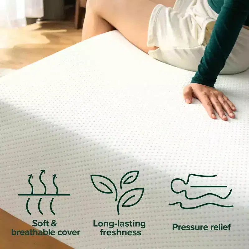 14 Inch Queen Green Tea Memory Foam Mattress, Medium Firm Feel, Zoned Pressure Relief, Certified Safe Foams & Fabric, Mattress in A Box