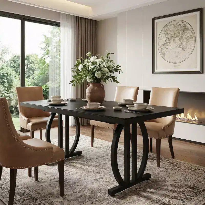 63 Modern Executive Desk, Large Office Computer Desk with Metal Geometric Base