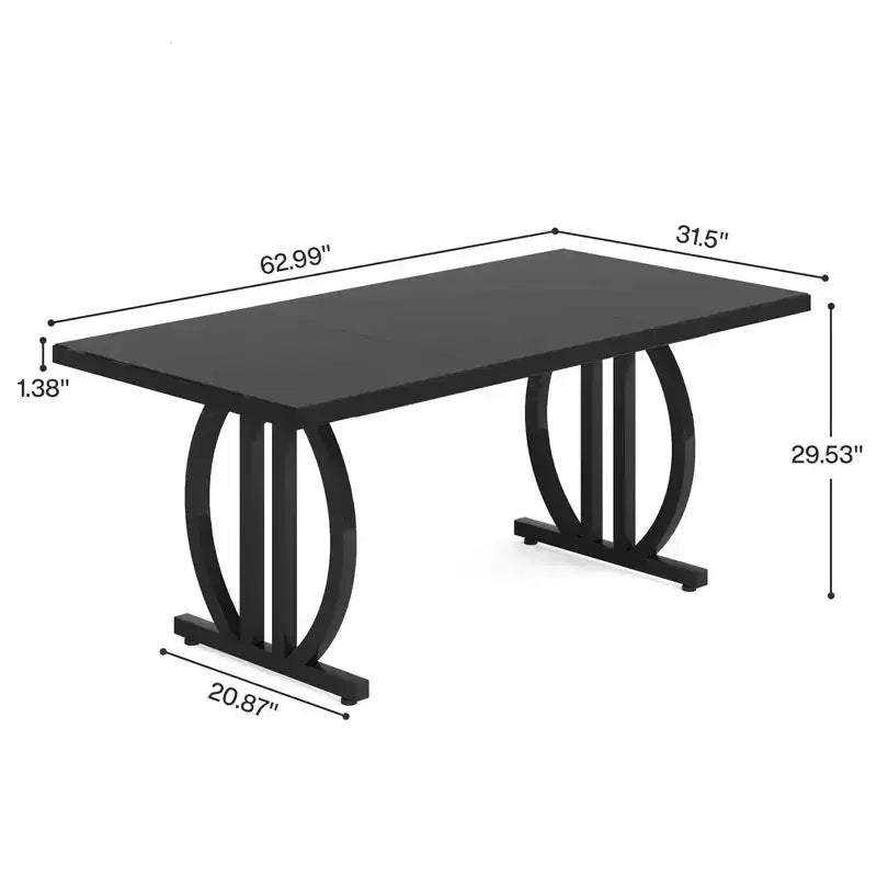63 Modern Executive Desk, Large Office Computer Desk with Metal Geometric Base