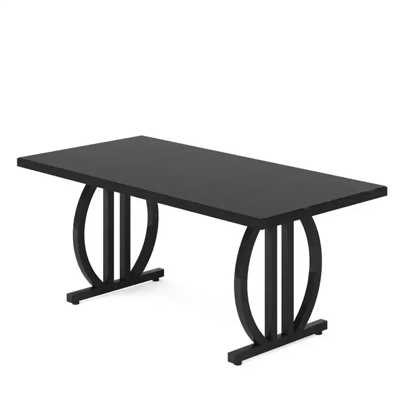 63 Modern Executive Desk, Large Office Computer Desk with Metal Geometric Base