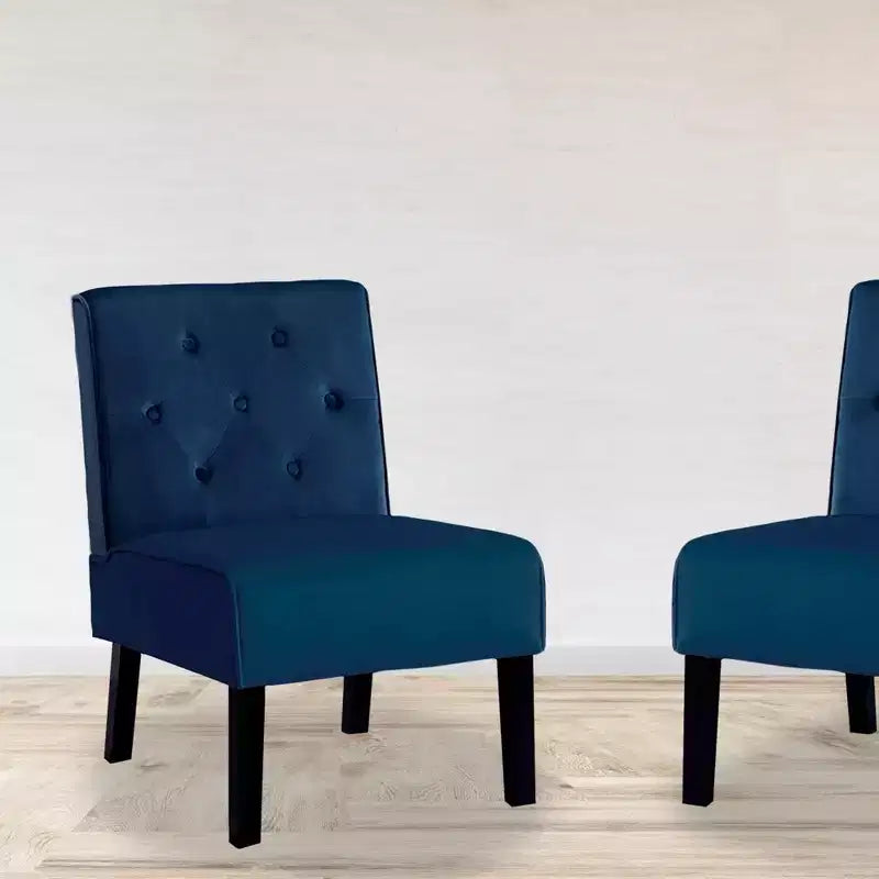 Fauteuil d'appoint en velours 2 pièces, sans accoudoirs avec capitonnage et coussin en mousse haute densité de qualité supérieure