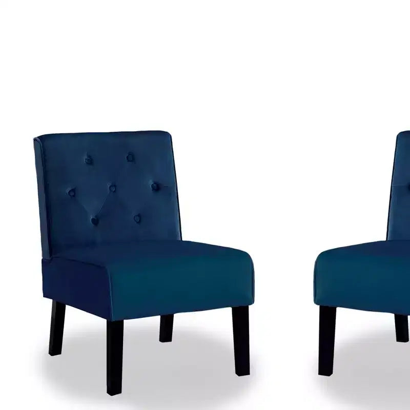 Fauteuil d'appoint en velours 2 pièces, sans accoudoirs avec capitonnage et coussin en mousse haute densité de qualité supérieure