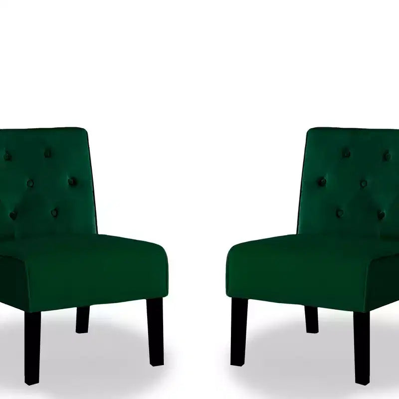 Fauteuil d'appoint en velours 2 pièces, sans accoudoirs avec capitonnage et coussin en mousse haute densité de qualité supérieure