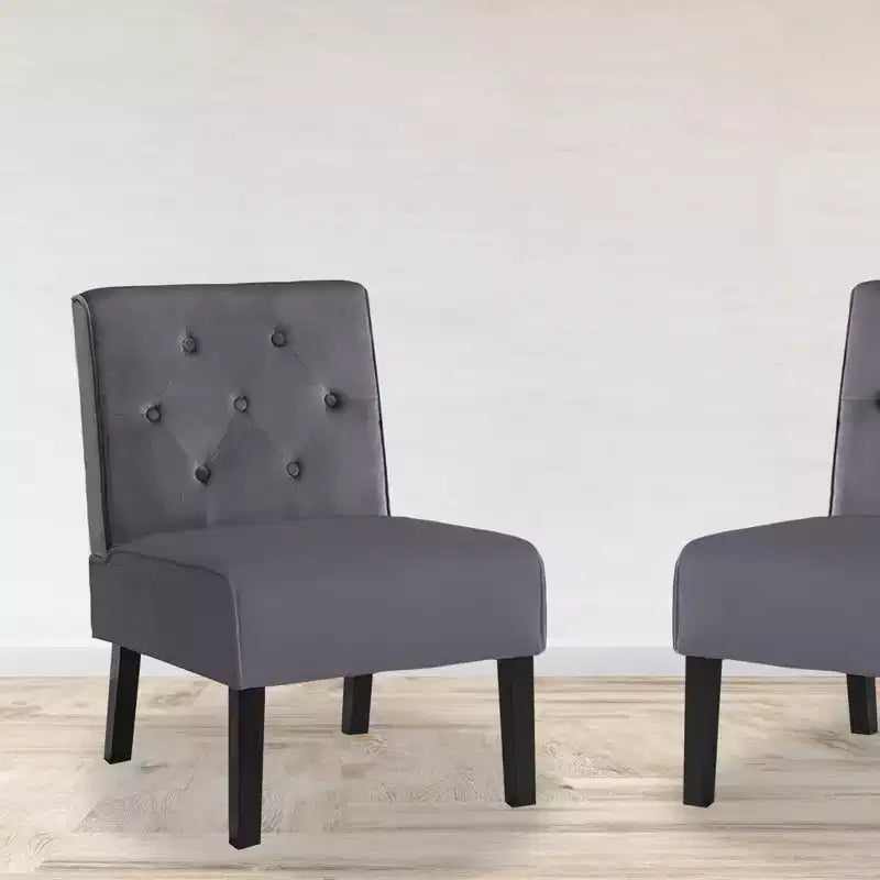 Fauteuil d'appoint en velours 2 pièces, sans accoudoirs avec capitonnage et coussin en mousse haute densité de qualité supérieure