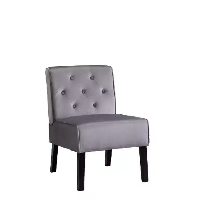 Fauteuil d'appoint en velours 2 pièces, sans accoudoirs avec capitonnage et coussin en mousse haute densité de qualité supérieure