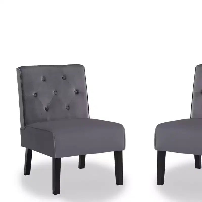 Fauteuil d'appoint en velours 2 pièces, sans accoudoirs avec capitonnage et coussin en mousse haute densité de qualité supérieure