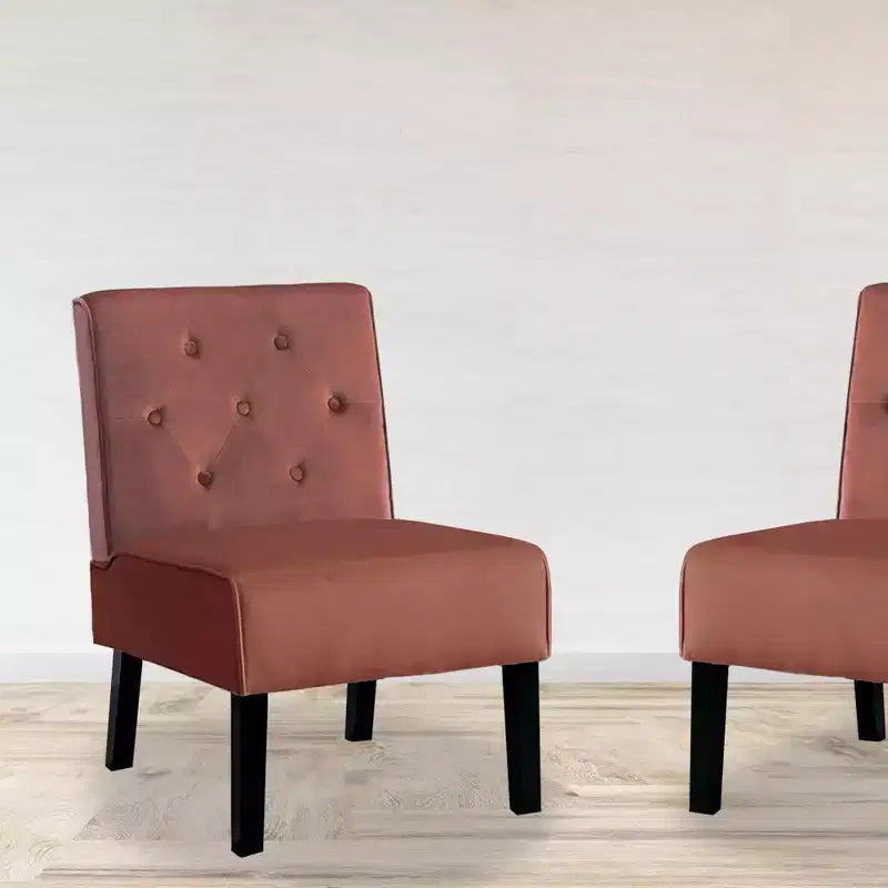 Fauteuil d'appoint en velours 2 pièces, sans accoudoirs avec capitonnage et coussin en mousse haute densité de qualité supérieure