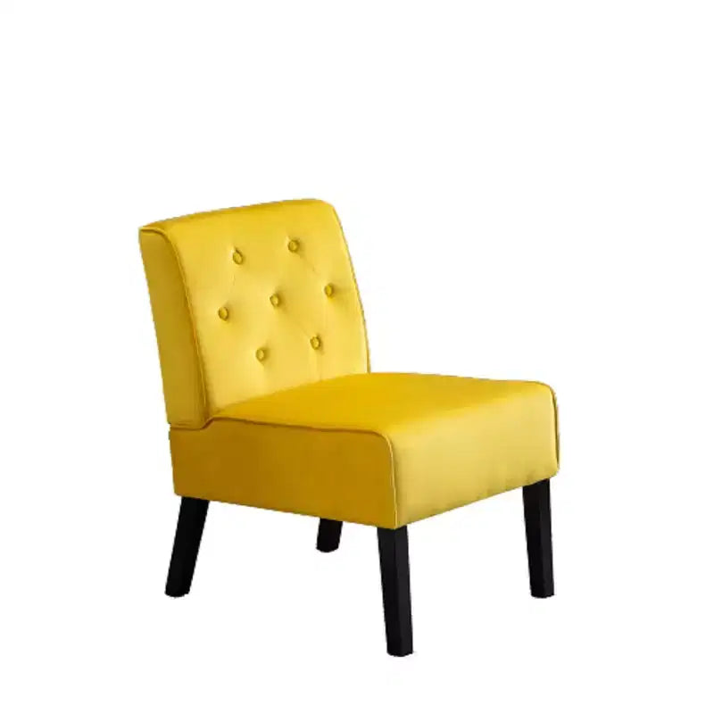 Fauteuil d'appoint en velours 2 pièces, sans accoudoirs avec capitonnage et coussin en mousse haute densité de qualité supérieure